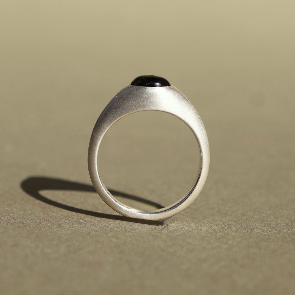 Side view of the Hilltop sterling silver and green tourmaline ring