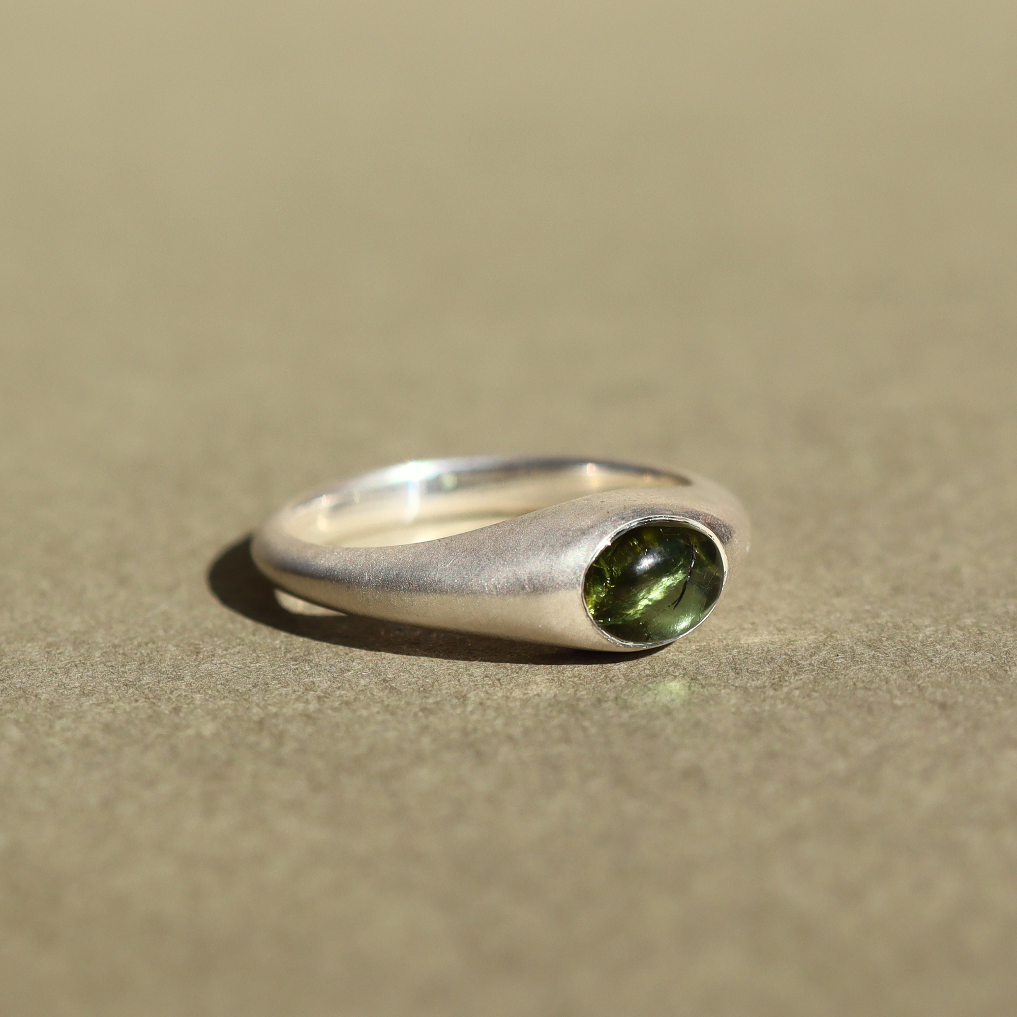 Hilltop Ring in sterling silver with natural green tourmaline by Lenna