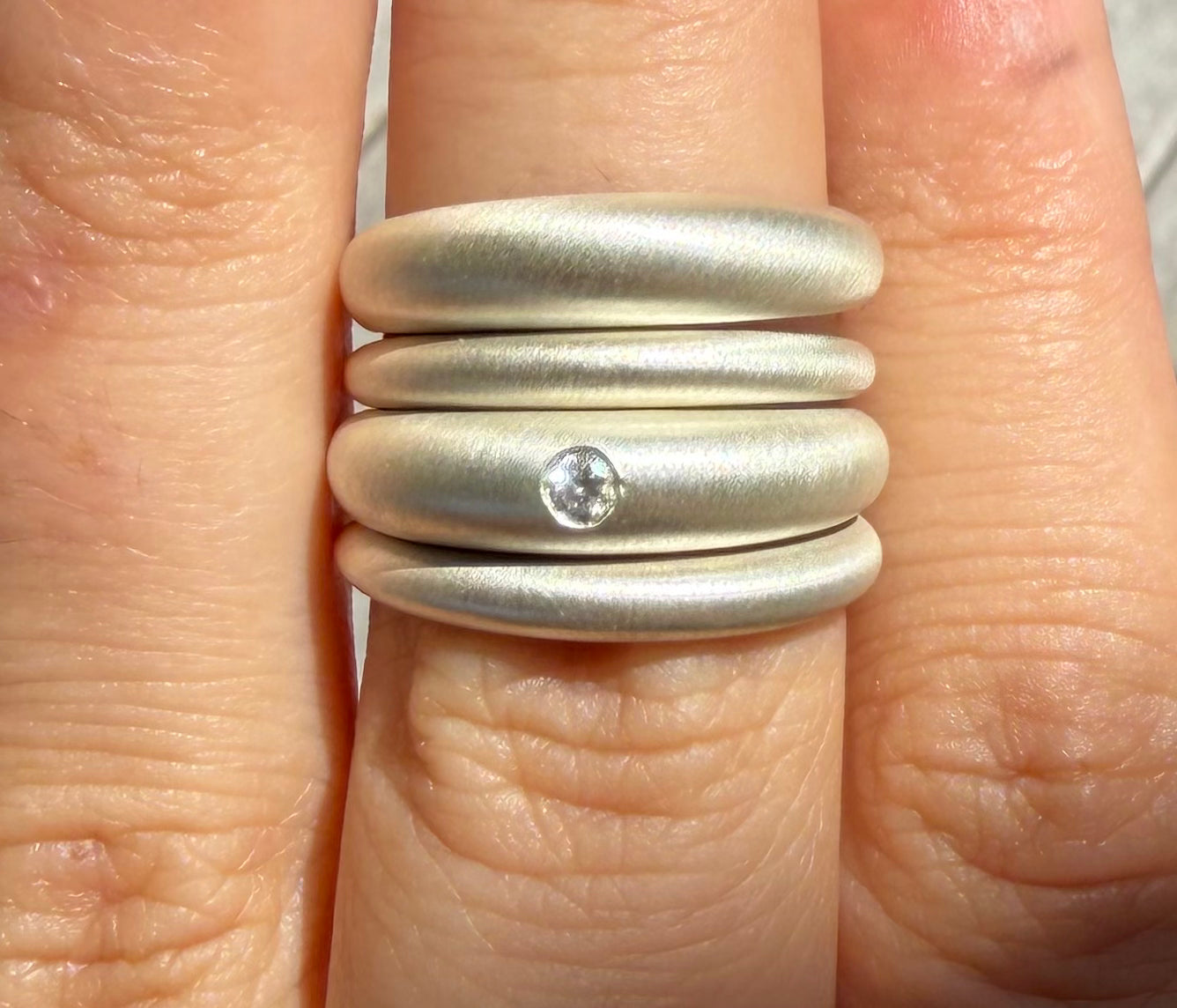Dome Ring Set, 14k