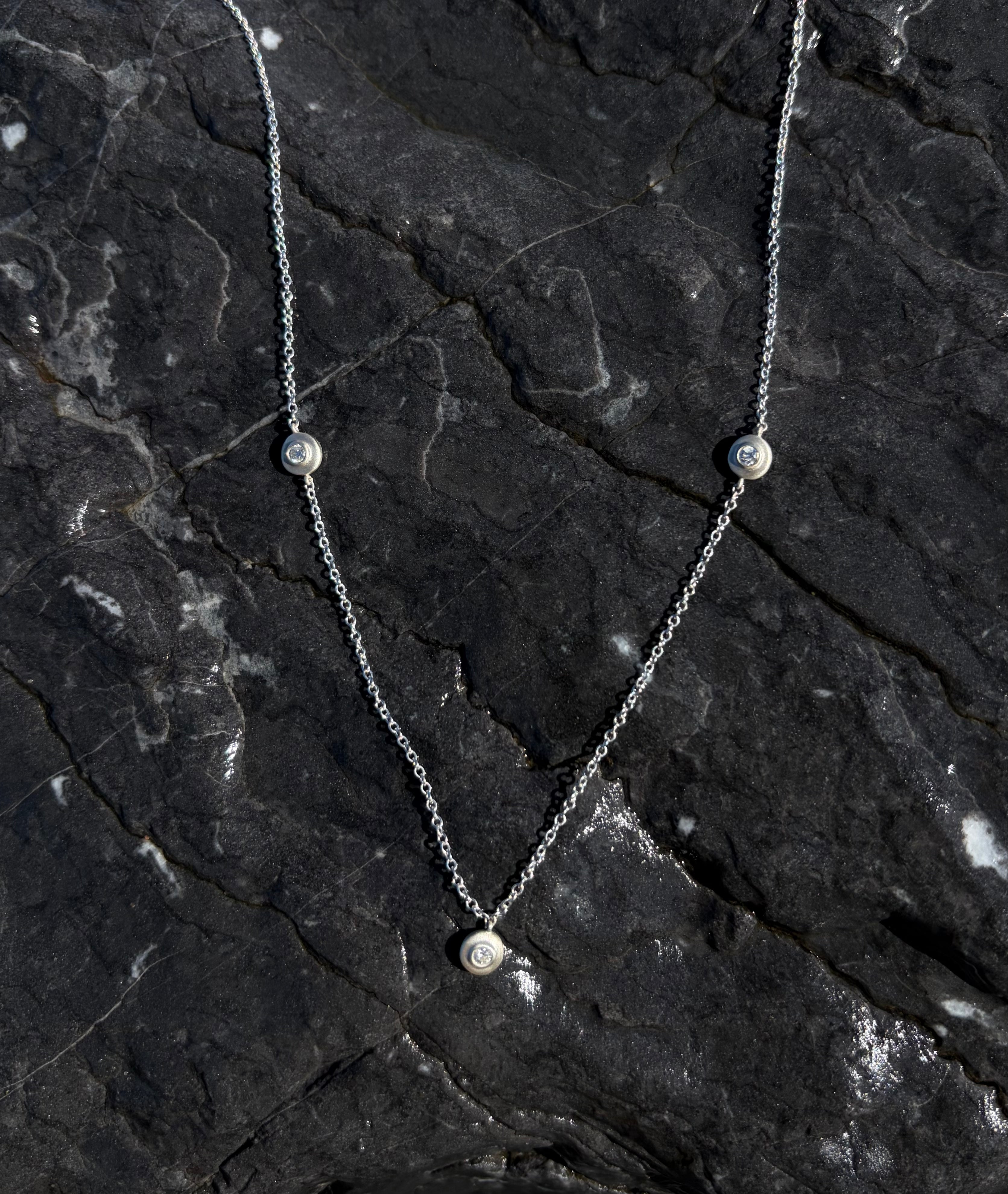Stepping Stone Necklace, 14k