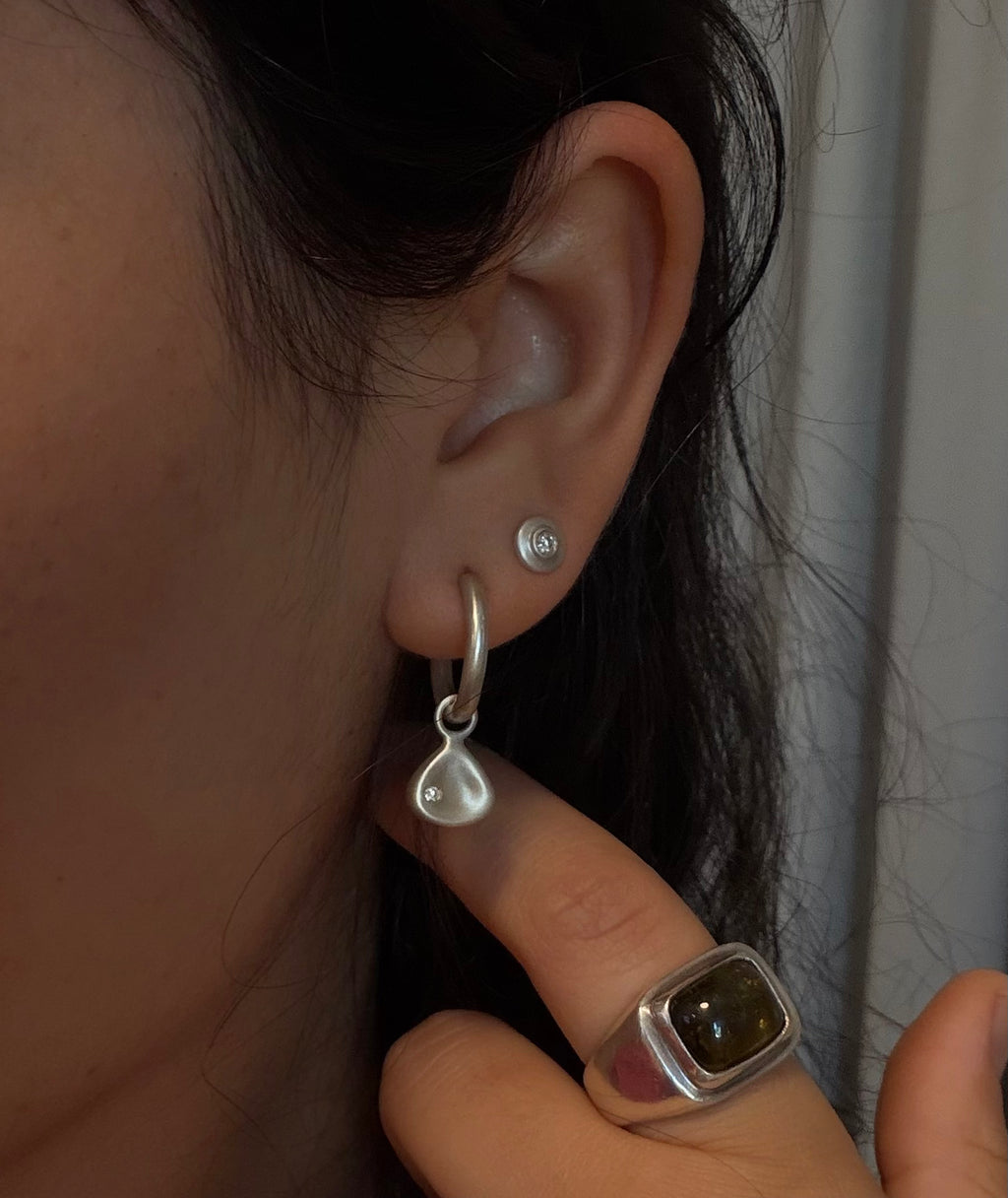 Memory Charm Hoops, Sterling Silver