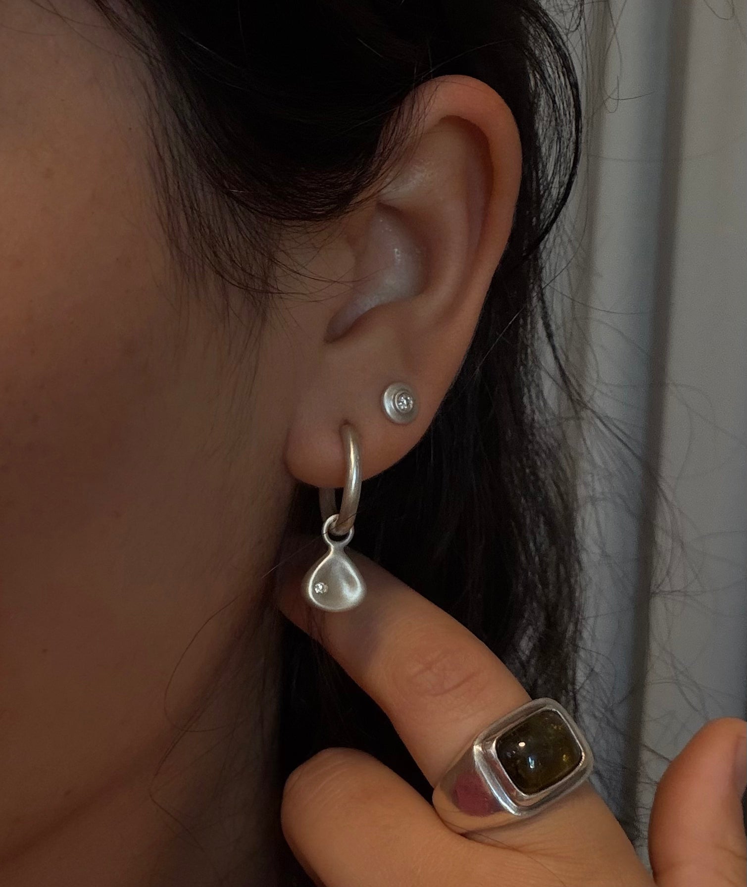 Memory Charm Hoops, Sterling Silver