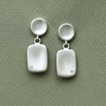 Sterling silver Memory Tag drop earrings set with natural diamonds