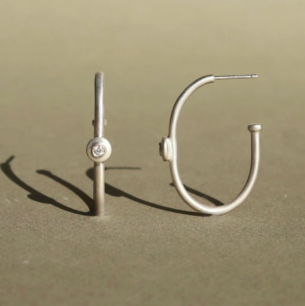 Classic Riverstone Hoops, Sterling Silver