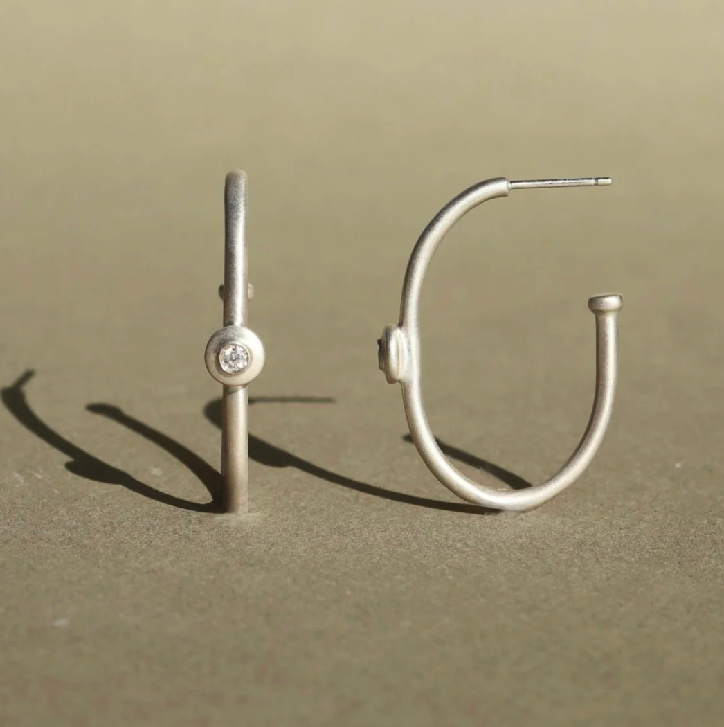 Classic Riverstone Hoops, Sterling Silver