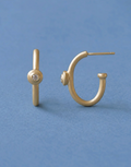 Mini Riverstone Hoops, 14k