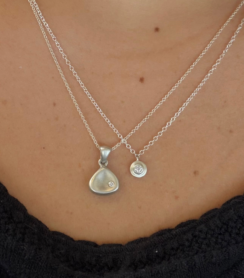 Riverstone Necklace, 14k