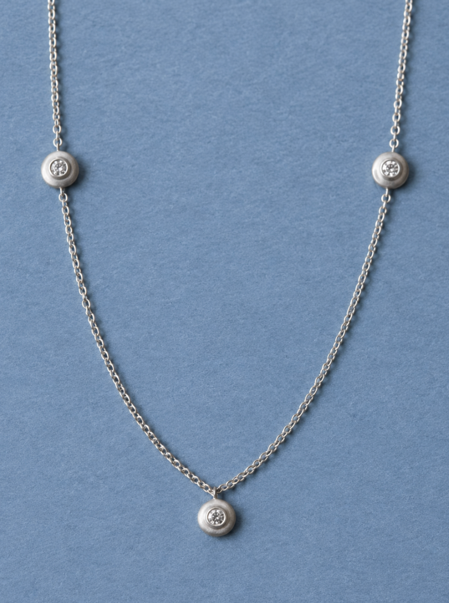 Stepping Stone Necklace, Sterling Silver