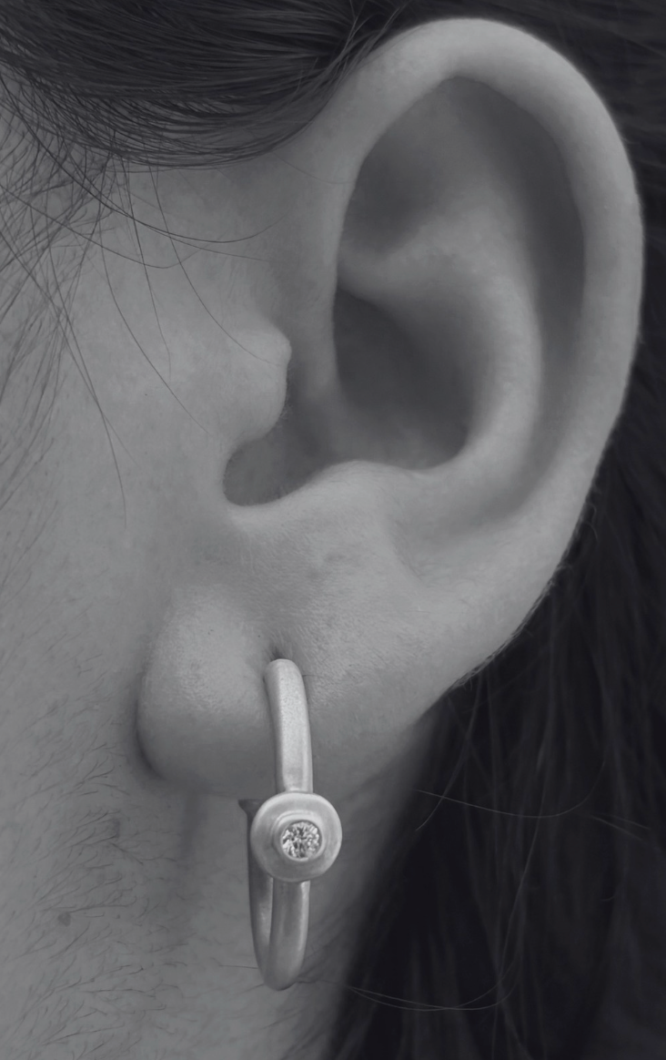 Mini Riverstone Hoops, Sterling Silver