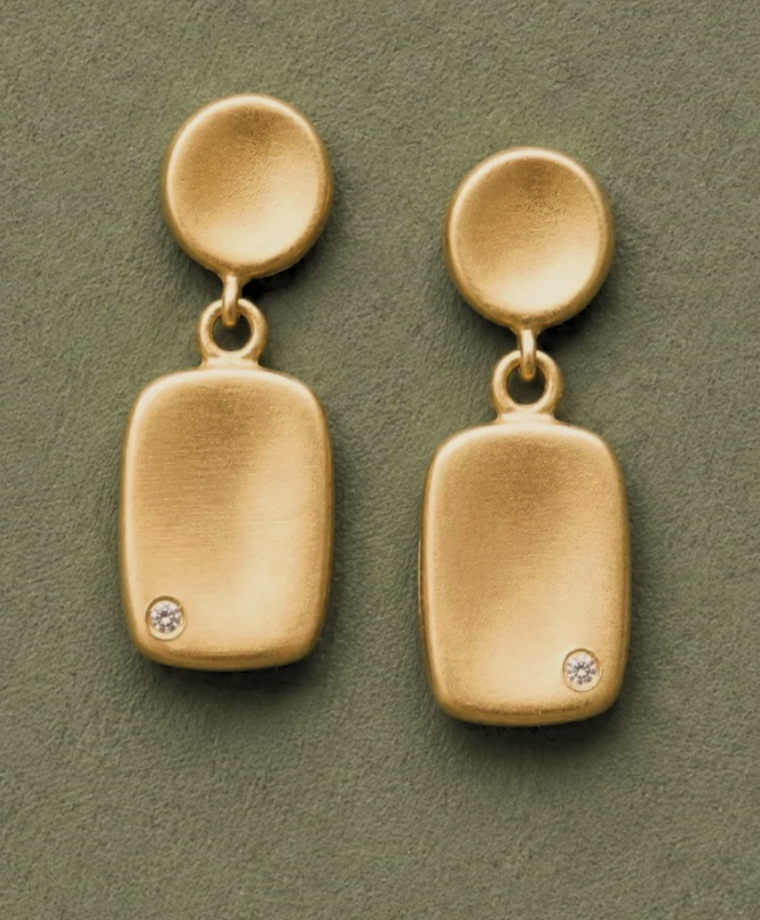Memory Tag Earrings, 14k