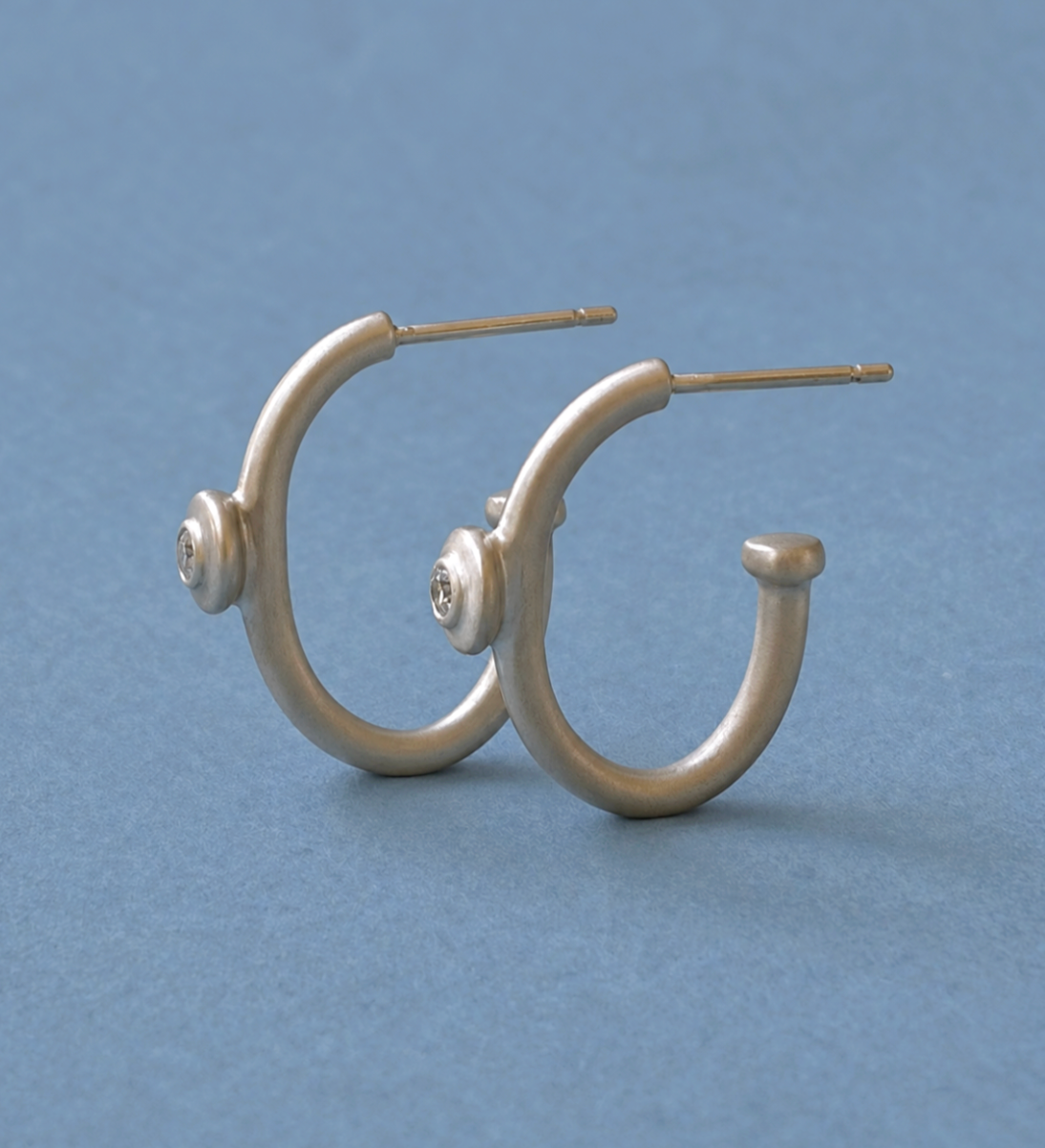 Mini Riverstone Hoops, 14k
