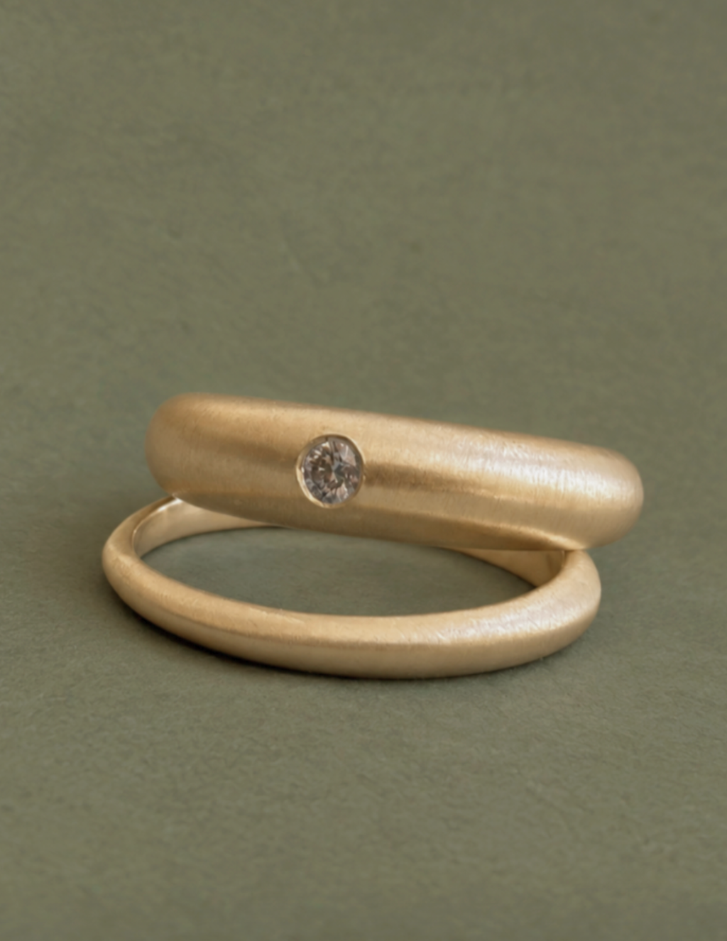 Dome Ring Set, 14k